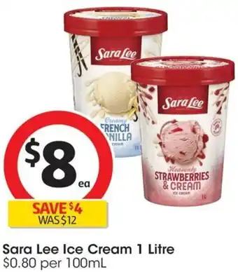Coles Sara Lee Ice Cream 1 Litre offer