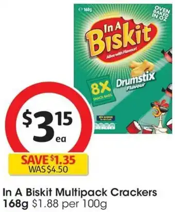 Coles In A Biskit Multipack Crackers 168g offer
