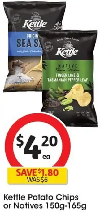 Coles Kettle Potato Chips or Natives 150g-165g offer
