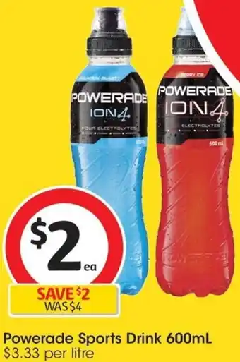 Coles Powerade Sports Drink 600mL offer