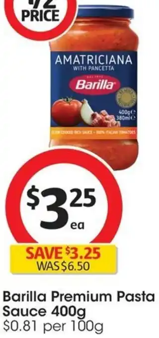 Coles Barilla Premium Pasta Sauce 400g offer