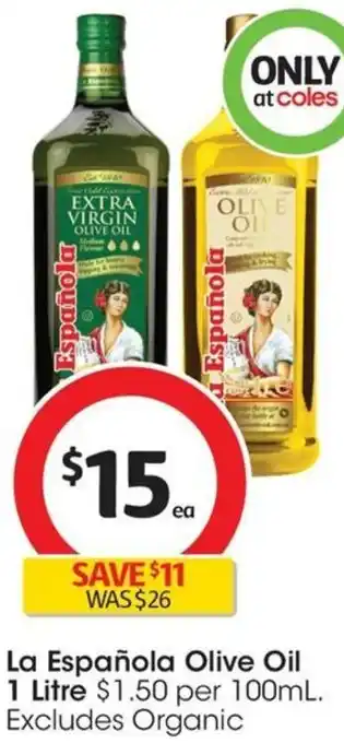 Coles La Española Olive Oil 1 Litre offer