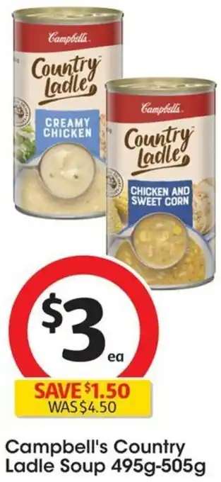 Coles Campbell's Country Ladle Soup 495g-505g offer