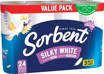 IGA Sorbent Silky White Toilet Rolls Value 24 Pack offer