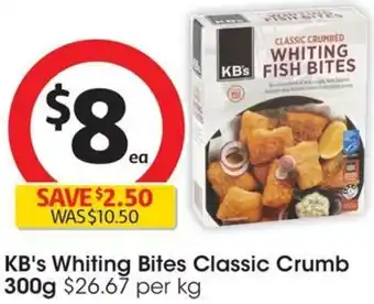 Coles KB's Whiting Bites Classic Crumb 300g offer