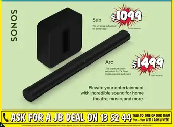 JB Hi-Fi Sonos Sub - 463810 / SUBG3AU1BLK offer