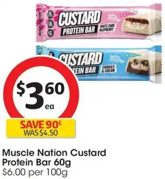 Coles Muscle Nation Custard Protein Bar 60g offer