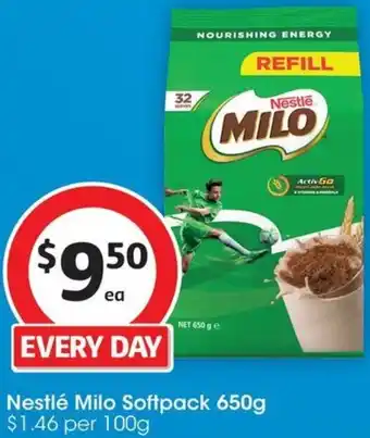 Coles Nestlé Milo Softpack 650g offer