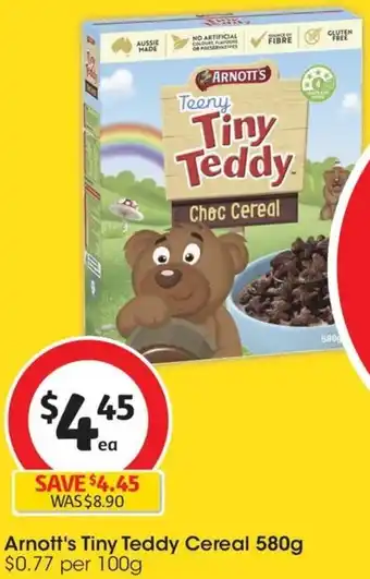 Coles Arnott's Tiny Teddy Cereal 580g offer