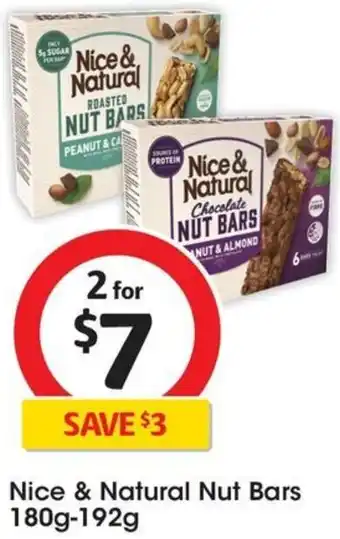 Coles Nice & Natural Nut Bars 180g-192g offer