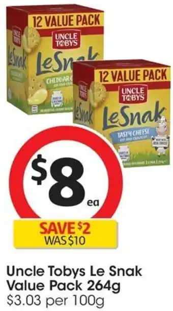 Coles Uncle Tobys Le Snak Value Pack 264g offer