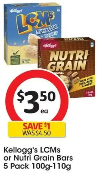 Coles Kellogg's LCMs or Nutri Grain Bars 5 Pack 100g-110g offer