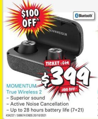 JB Hi-Fi Sennheiser - Momentum True Wireless 2 offer