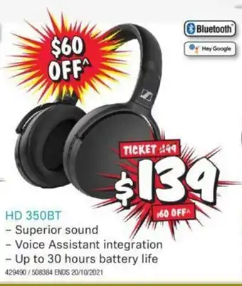 JB Hi-Fi Sennheiser - HD 350BT offer