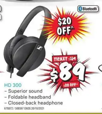 JB Hi-Fi Sennheiser - HD 300 offer