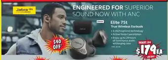 JB Hi-Fi Jabra Elite 75t True Wireless Earbuds offer
