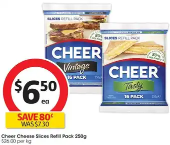 Coles Cheer Cheese Slices Refill Pack 250g offer