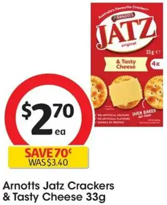 Coles Arnotts Jatz Crackers & Tasty Cheese 33g offer