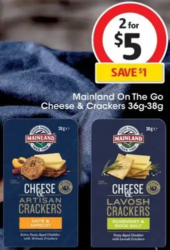 Coles Mainland On The Go Cheese & Crackers 36g-38g offer