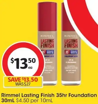 Coles Rimmel Lasting Finish 35hr Foundation 30mL offer