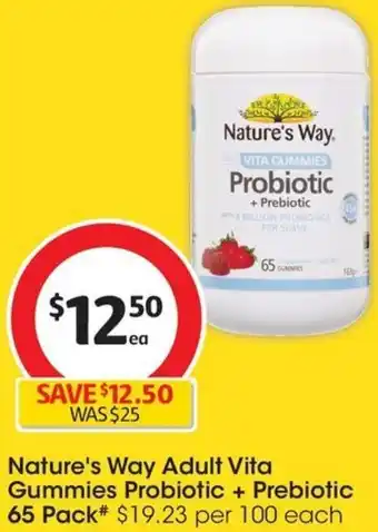 Coles Nature's Way Adult Vita Gummies Probiotic + Prebiotic 65 Pack offer