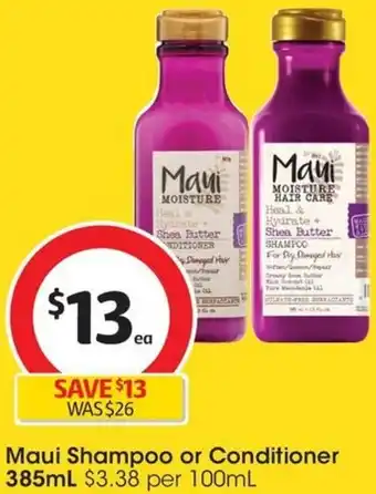 Coles Maui Shampoo or Conditioner 385mL offer