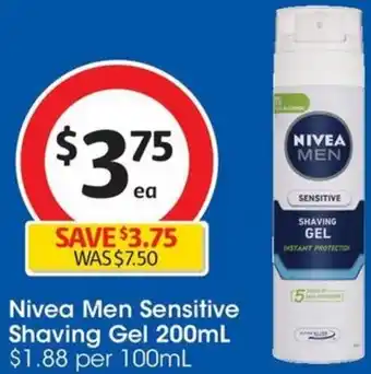 Coles Nivea Men Sensitive Shaving Gel 200mL offer