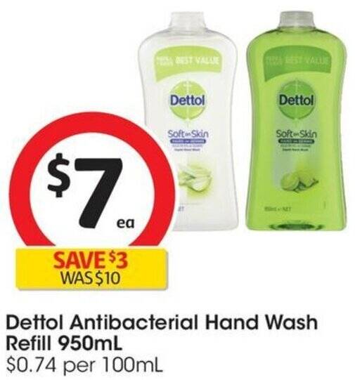 Dettol Antibacterial Hand Wash Refill 950mL offer at Coles