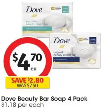 Coles Dove Beauty Bar Soap 4 Pack offer