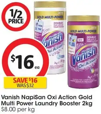 Coles Vanish Napisan Oxi Action Gold Multi Power Laundry Booster 2kg offer