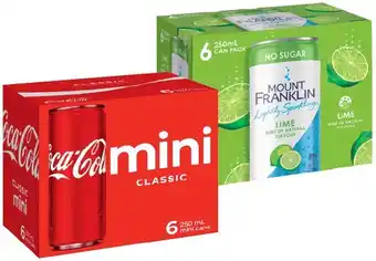 IGA Coca‑Cola, Sprite, Fanta, Mount Franklin or Deep Spring 6x250mL Selected Varieties offer