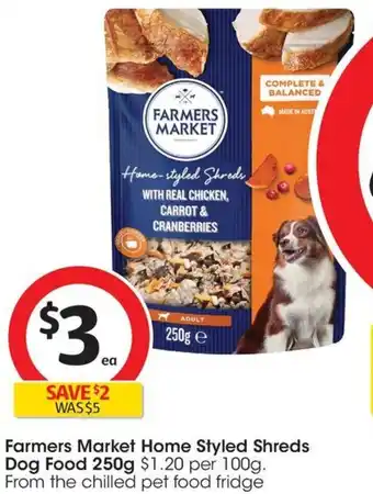 Coles Farmers Market Home Styled Shreds Dog Food 250g offer