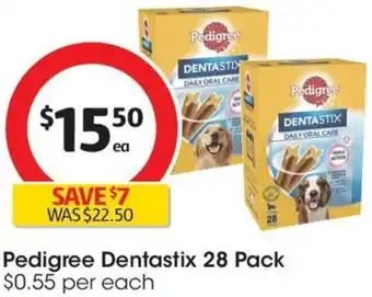 Coles Pedigree Dentastix 28 Pack offer