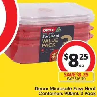Coles Decor Microsafe Easy Heat Containers 900mL 3 Pack offer