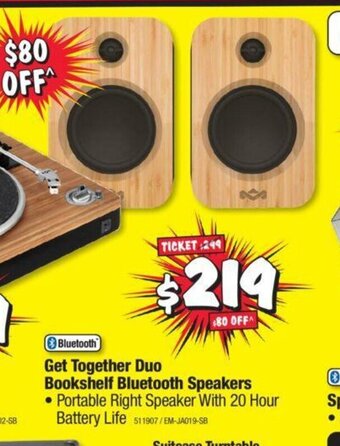 JB Hi-Fi Marley Get Together Duo Bookshelf Bluetooth Speakers offer