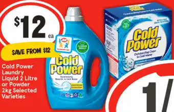 IGA Cold Power Laundry Liquid 2 Litre or Powder 2kg offer