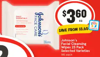 IGA Johnson's Facial Cleansing Wipes 25 Pack offer