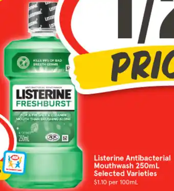 IGA Listerine Antibacterial Mouthwash 250mL offer