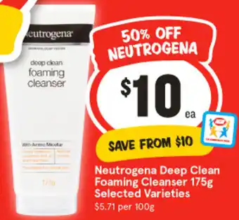 IGA Neutrogena Deep Clean Foaming Cleanser 175g offer