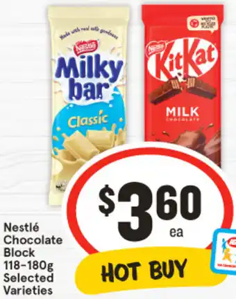IGA Nestlé Chocolate Block 118-180g offer