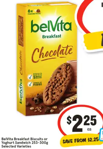 IGA BelVita Breakfast Biscuits or Yoghurt Sandwich 253-300g offer