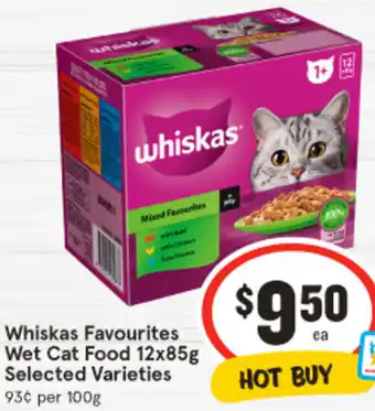 IGA Whiskas Favourites Wet Cat Food 12x85g offer