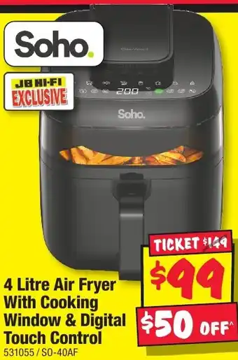 JB Hi-Fi 4 Litre Air Fryer With Cooking Window & Digital Touch Control offer
