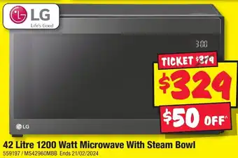 JB Hi-Fi 42 Litre 1200 Watt Microwave With Steam Bowl offer