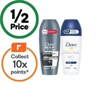 Woolworths Dove Roll On Deodorant 50ml offer