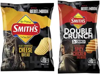Coles Smith's Crinkle Cut or Double Crunch Potato Chips 150g-170g offer