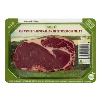 Woolworths Macro Grass Fed Australian Scotch Fillet Steak 270g offer