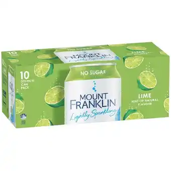 Woolworths Mount Franklin Lightly Sparkling Water Cans 10 x 375ml offer