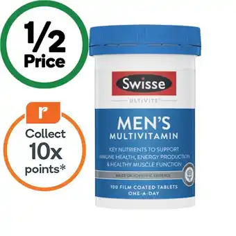 Woolworths Swisse Men's or Women's Ultivite Tablets Pk 100 offer