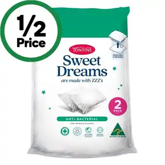 Woolworths Tontine Sweet Dreams Antibacterial Pillow 2 Pack offer